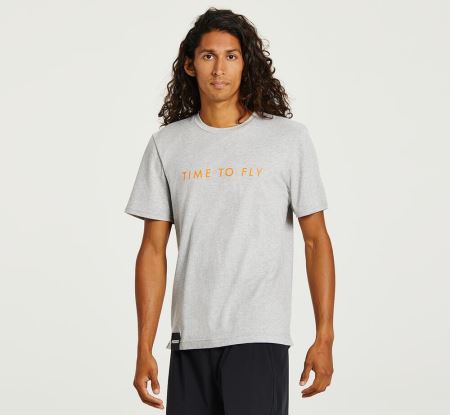 Hoka One One Brand Tee - Top Homem Cinzentas / Laranja | PT-LK5aU8x